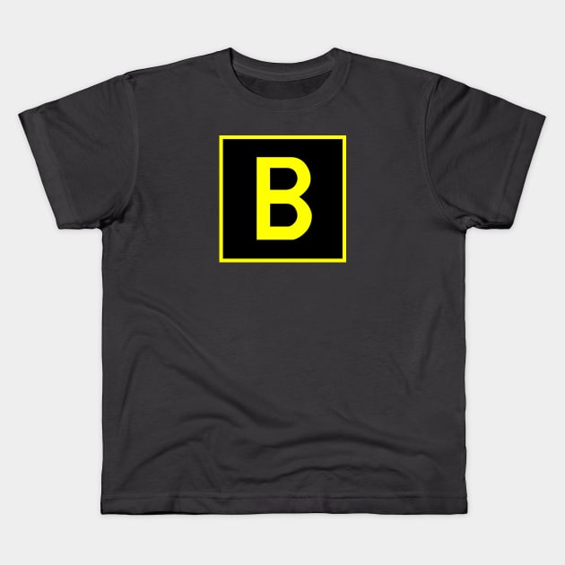 B - Bravo - FAA taxiway sign, phonetic alphabet Kids T-Shirt by Vidision Avgeek